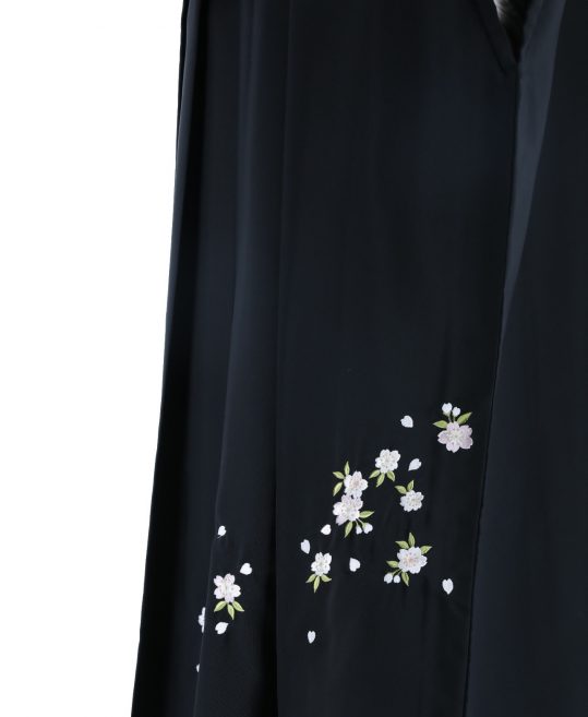 卒業式袴単品レンタル[刺繍]黒色に桜刺繍[身長163-167cm]No.795